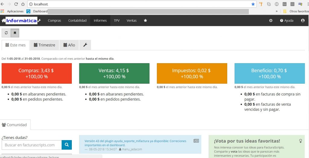 Dashboard FacturaScripts